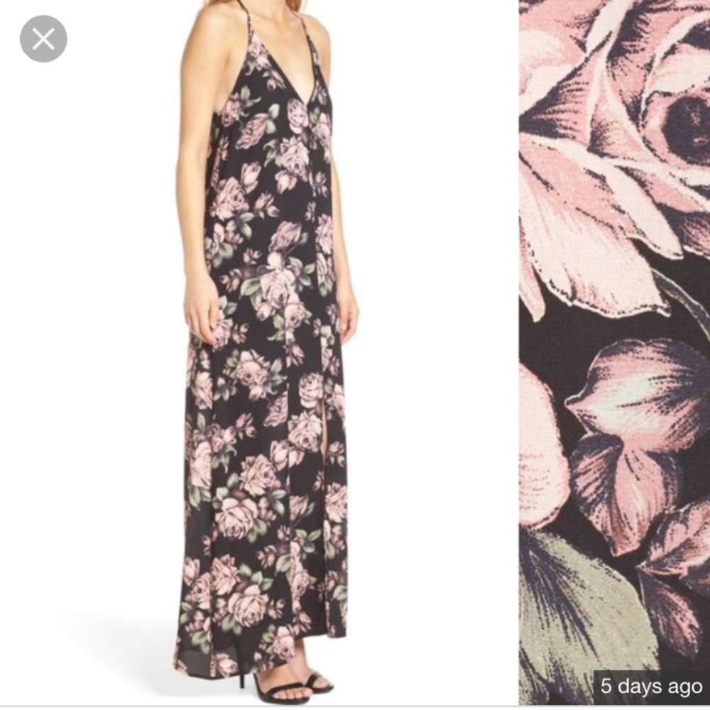 LEITH BLACK AND PINK FLORAL MAXI DRESS - Picture 2 of 7